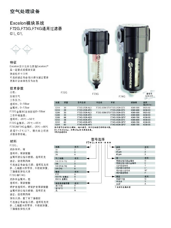F72G,F73G,F74G通用過濾器