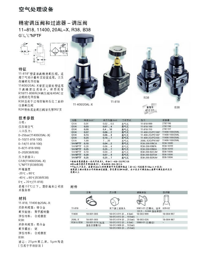 諾冠 NORGREN   11-818,11400,20AL-X,R38,B38